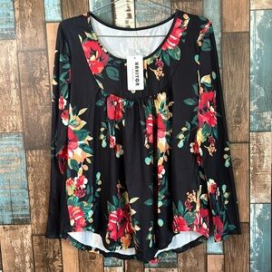 Large rayon floral rounded bottom floral top